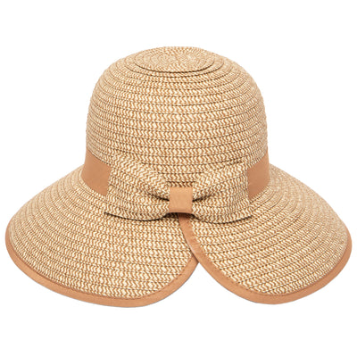 Women's Contrasting Edged Sun Brim Hat With Back Bow