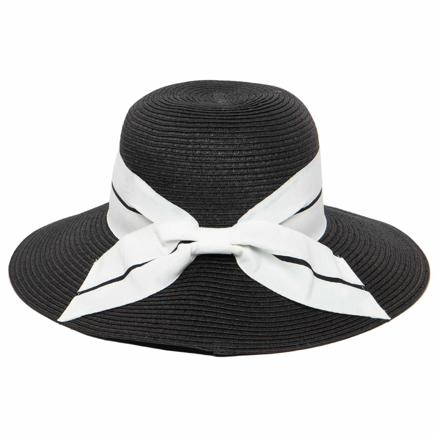 SUN BRIM - Women's Sun Hat W/ Oversized Stripe Bow