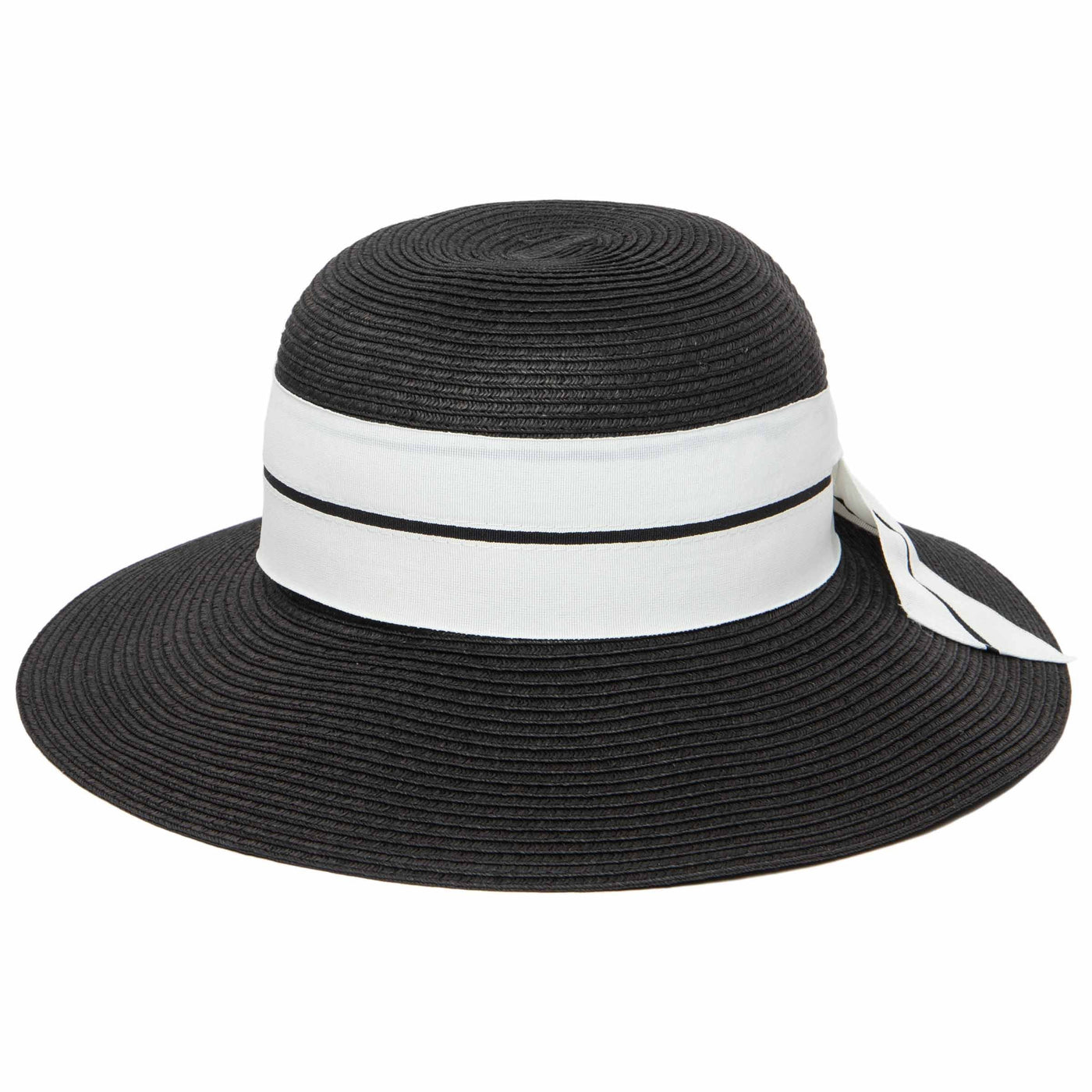 SUN BRIM - Women's Sun Hat W/ Oversized Stripe Bow