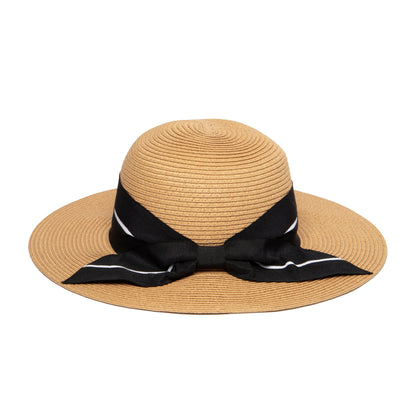 SUN BRIM - Women's Sun Hat W/ Oversized Stripe Bow