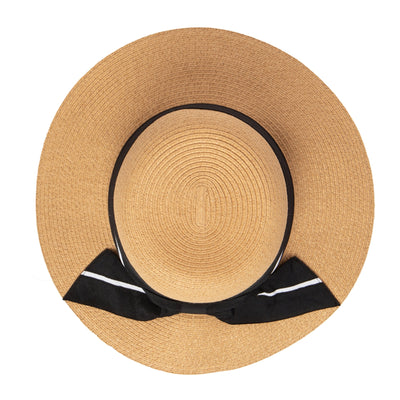 SUN BRIM - Women's Sun Hat W/ Oversized Stripe Bow