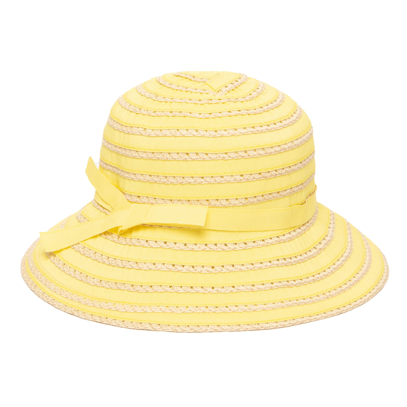 BUCKET - Kids Ribbon And Paper Straw Bucket Hat With Ribbon Bow Detail