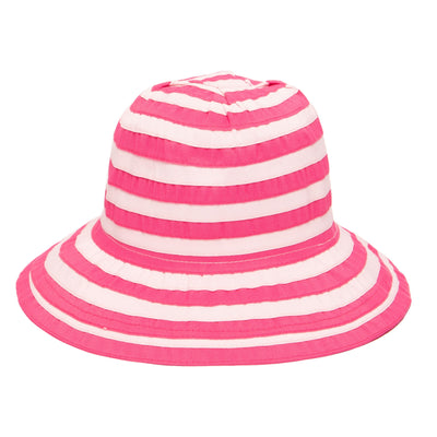 RIBBON - Kids Striped Ribbon Bucket Hat With Chin Strap