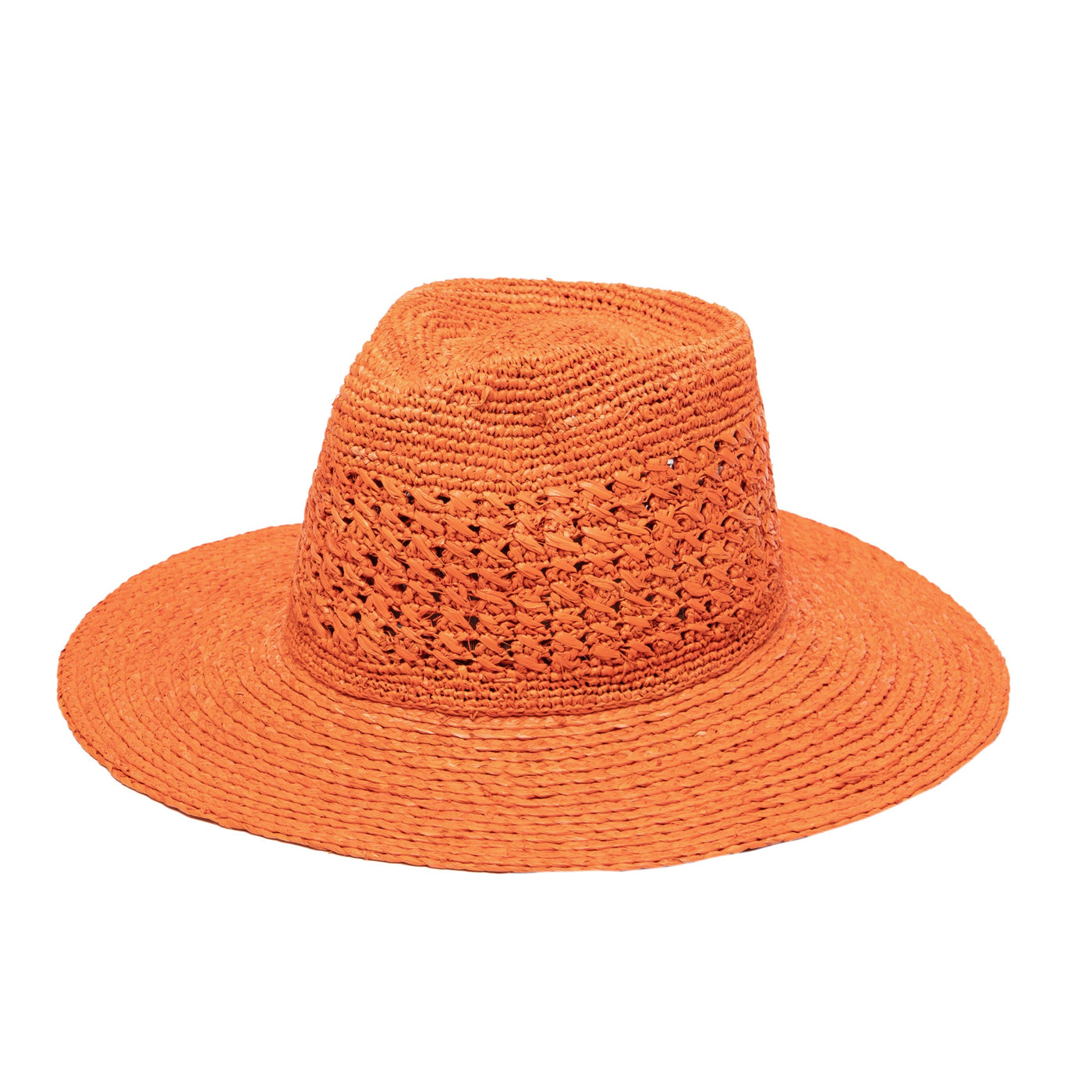 Women's Mixed Raffia Fedora with Hand Crochet Crown.