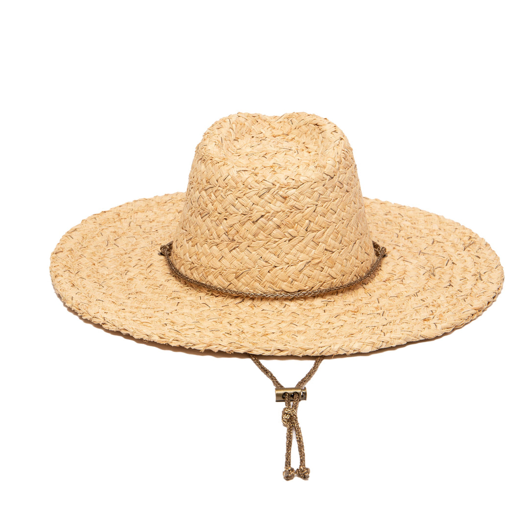 Women's Raffia Lurex Blend Lifeguard Hat with Adjustable Chin Cord