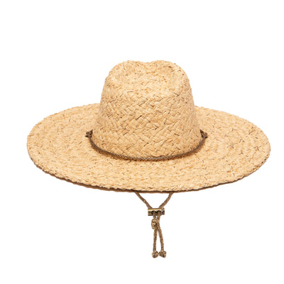 Raffia Lurex Blend Lifeguard Hat With Adjustable Chin Cord