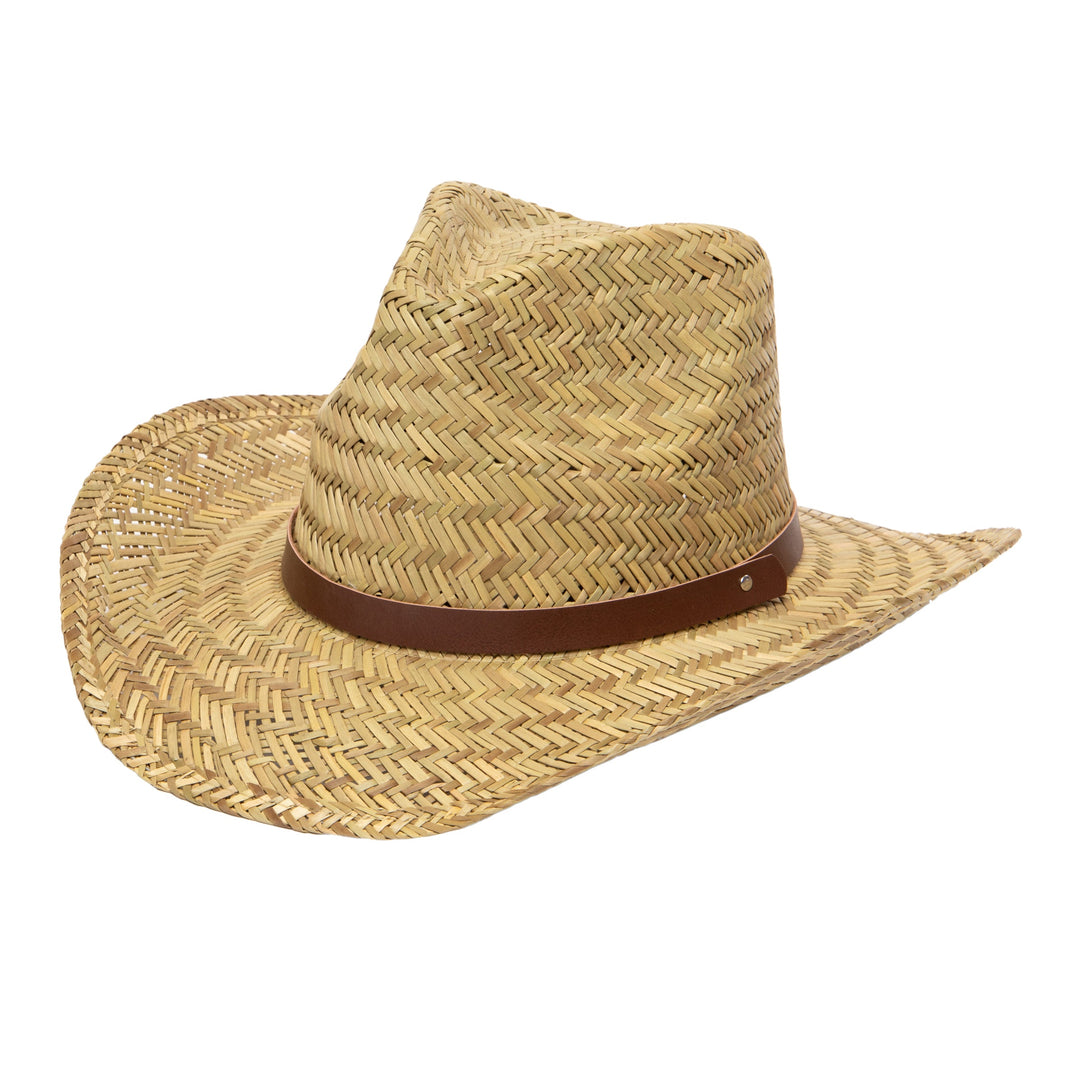 Men s Woven Rush Straw Cowboy With Pu Band San Diego Hat Company
