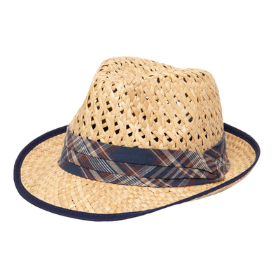 FEDORA - Men's Open Weave Crown Rush Straw Fedora