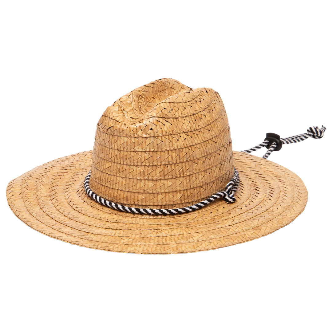 Men's kwai braided straw lifeguard with adjustable black and white
