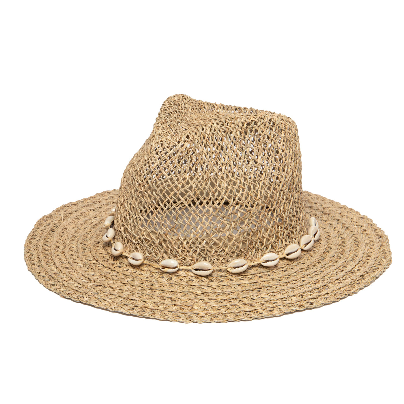 FEDORA - Women's Seagrass Fedora With Gold Plated Shell Band