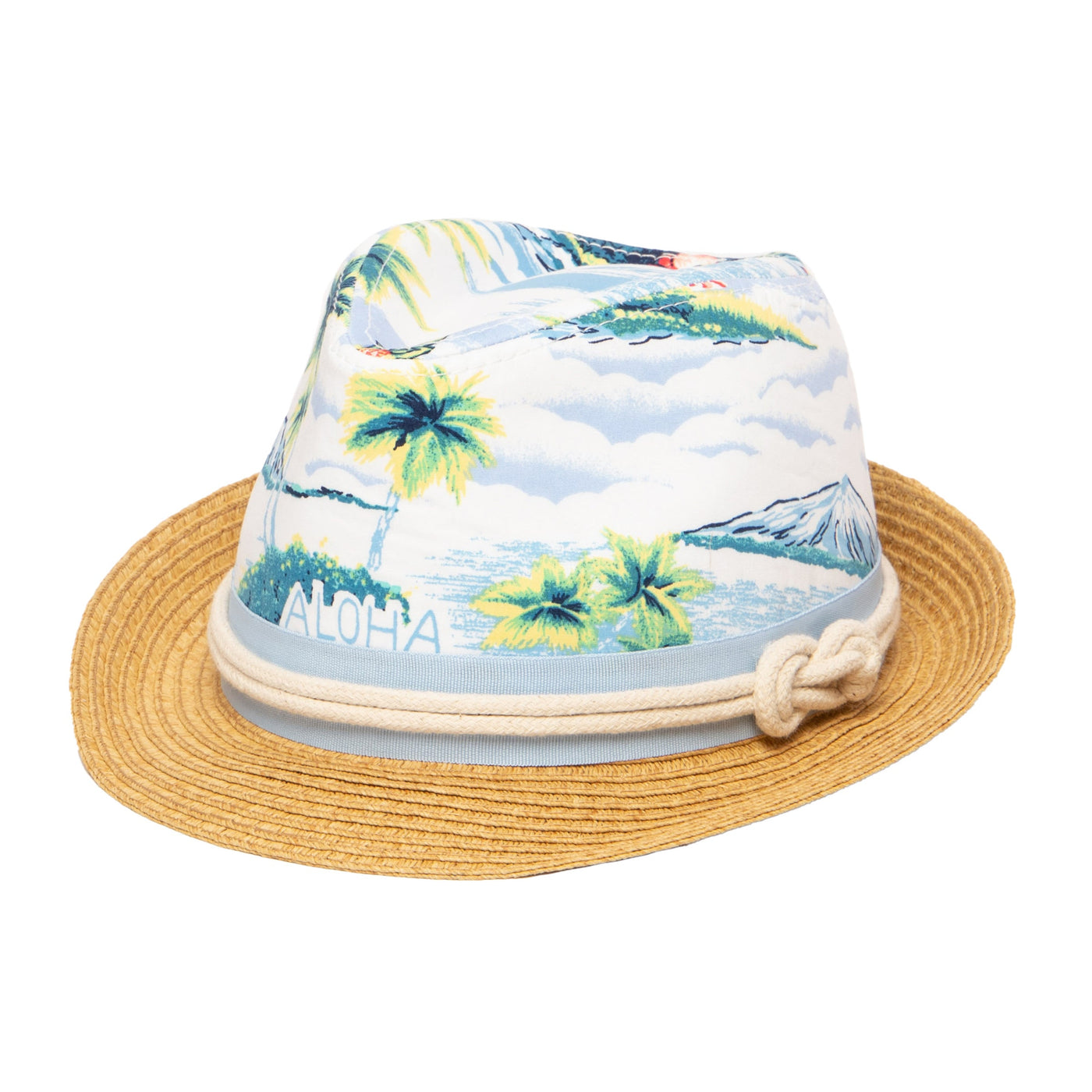 FEDORA - 2-4 Yr Kid's Paperbraid Fedora With Tropical Print