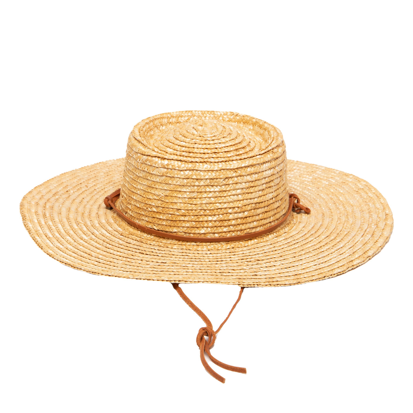 Honeydew - Women's Wheat Straw Hat With Leather Chin Cord