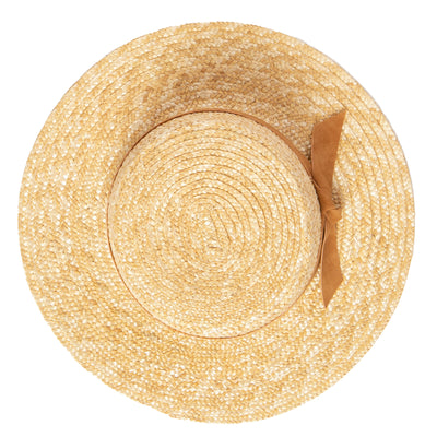 BOATER - Women's Wheat Straw Boater With Faux Leather Band