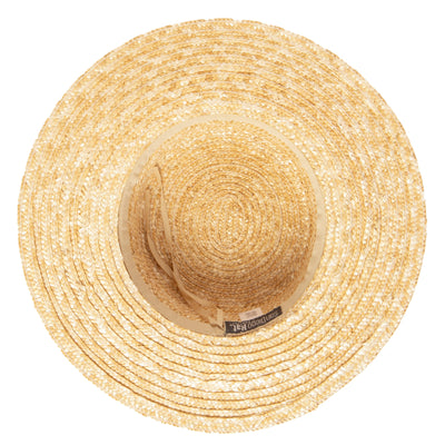 BOATER - Women's Wheat Straw Boater With Faux Leather Band