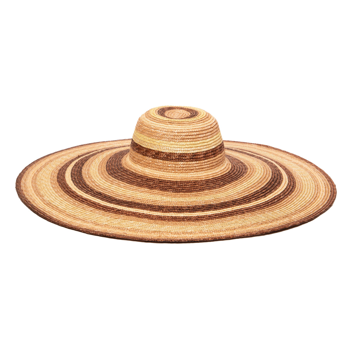 SUN BRIM - Women's Wheat Straw Stripe Wide Brim Sun Hat