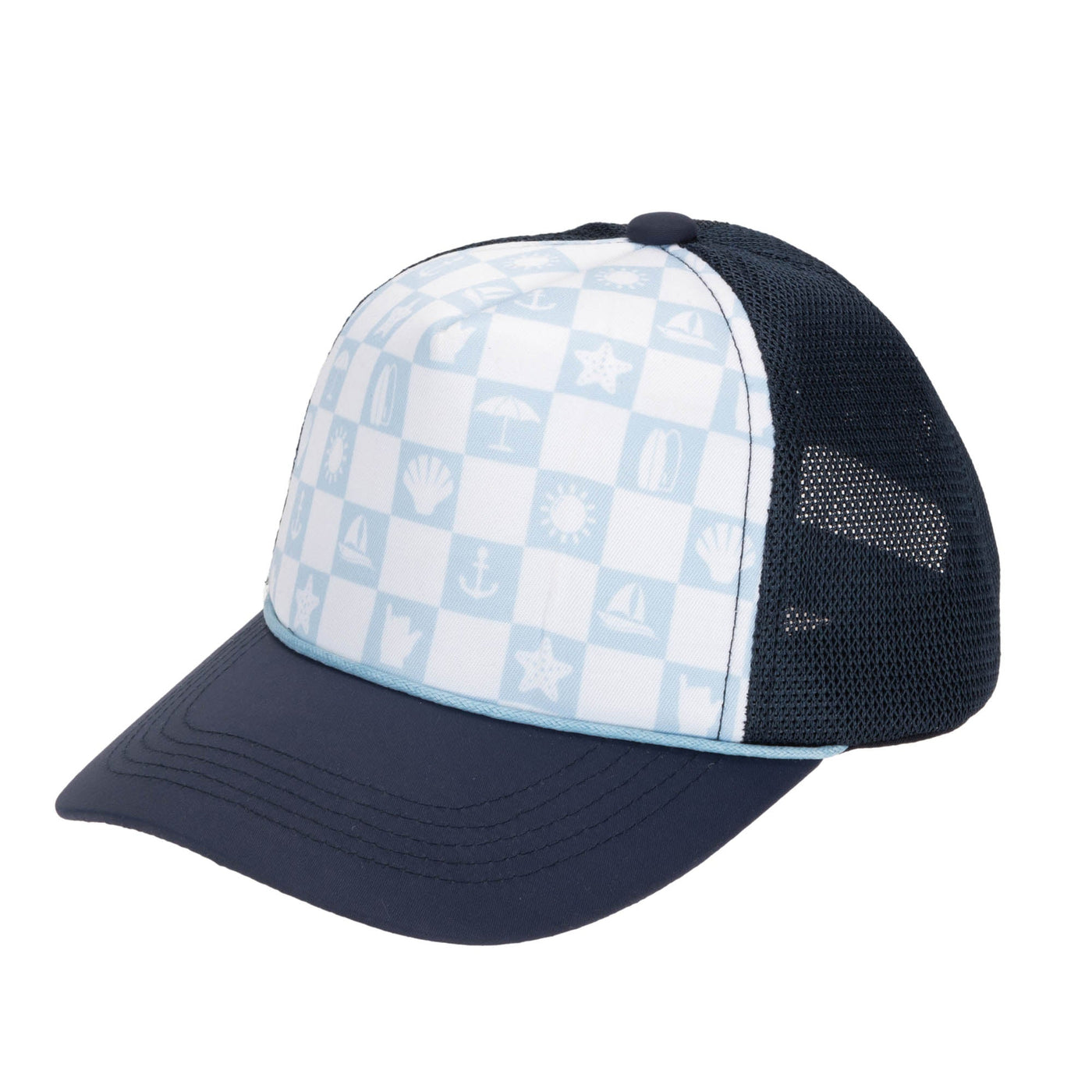 Kids Foam Trucker Hat with Checkered Print (CTK4425)-Hats-San Diego Hat Company