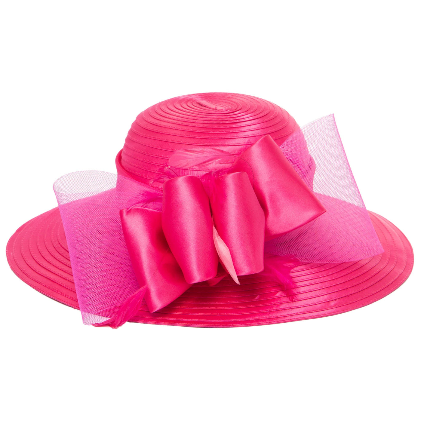 Women's Round Crown Organza Bow Dress Hat (DRS1034)-DRESS-San Diego Hat Company