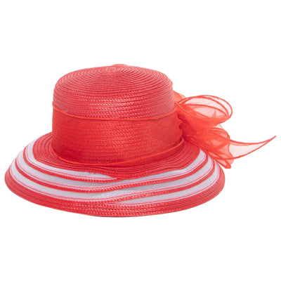 Women's Red Dress Hat with Organza Bow (DRS1035)-DRESS-San Diego Hat Company