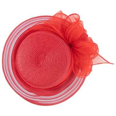 Women's Red Dress Hat with Organza Bow (DRS1035)-DRESS-San Diego Hat Company