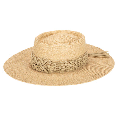 Sandy Beach - Women's Raffia Braided Telescope Boater (RHM6214)-BOATER-San Diego Hat Company