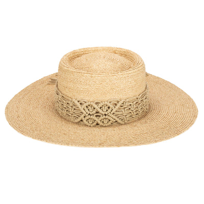 Sandy Beach - Women's Raffia Braided Telescope Boater (RHM6214)-BOATER-San Diego Hat Company