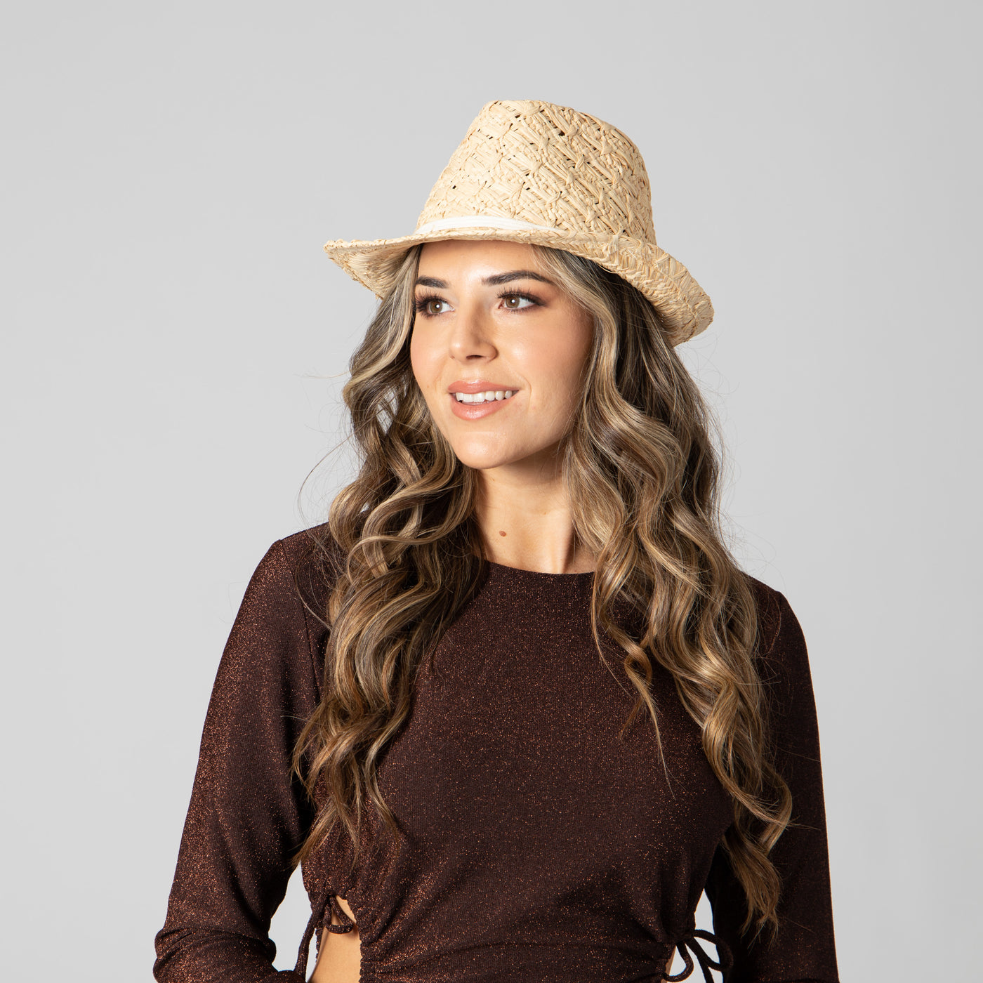 Sun Kissed - Fedora Woven Reed With Cotton Wrap Trim (SPS1009)-FEDORA-San Diego Hat Company