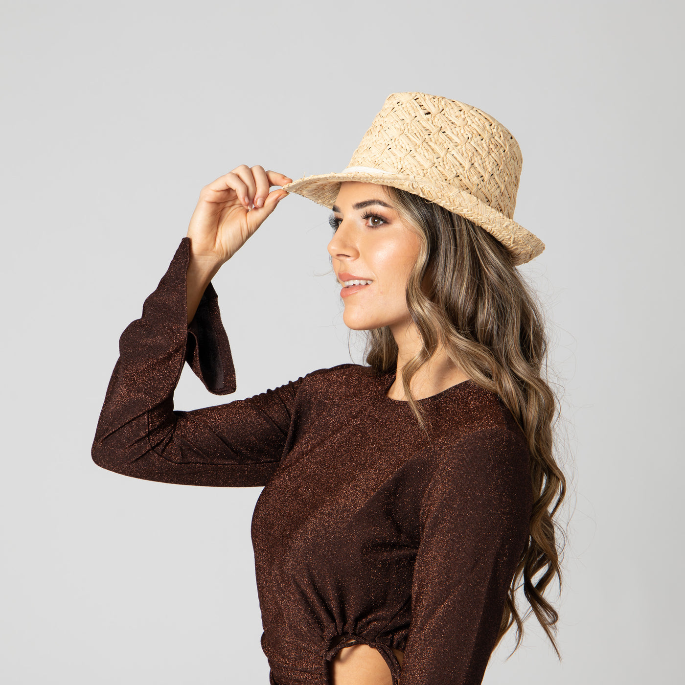 Sun Kissed - Fedora Woven Reed With Cotton Wrap Trim (SPS1009)-FEDORA-San Diego Hat Company