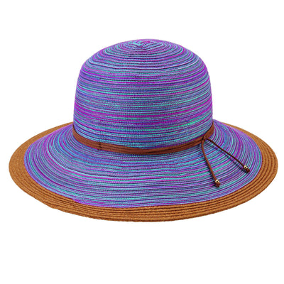 Hats - Womens Mixed Brim Sun Brim-Purple-One Size