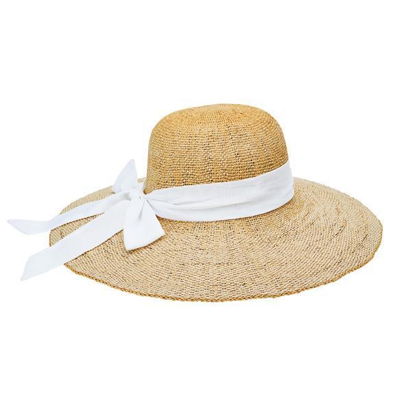 SUN BRIM - WOMENS WOVEN PAPER FLOPPY W/ SCARF BOW TRIM