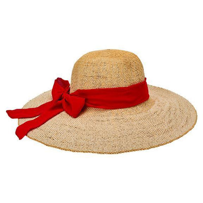 SUN BRIM - WOMENS WOVEN PAPER FLOPPY W/ SCARF BOW TRIM